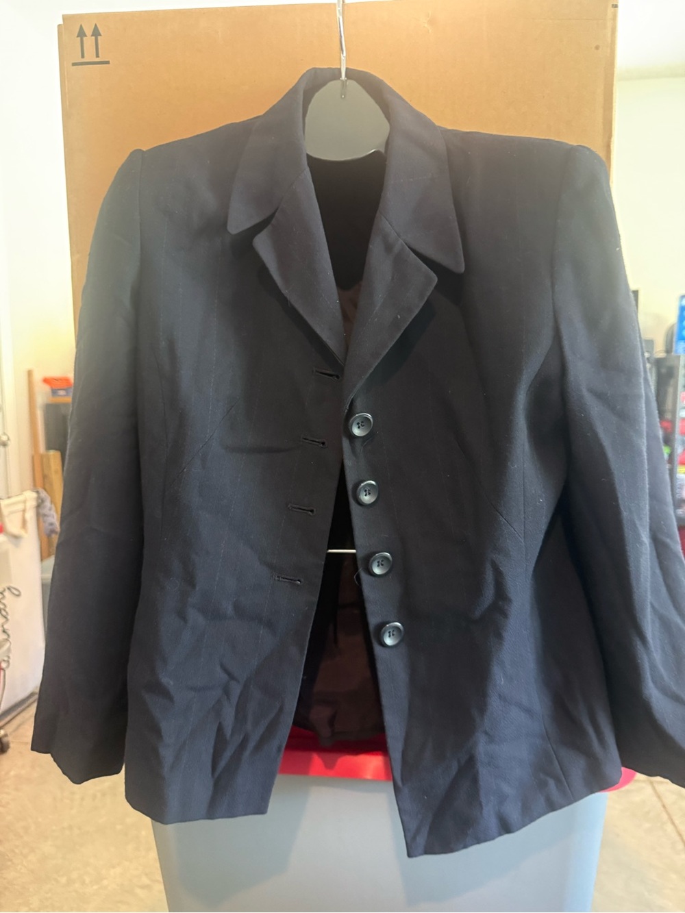 Classic Women's Navy Button-Front Blazer Jacket mp49
